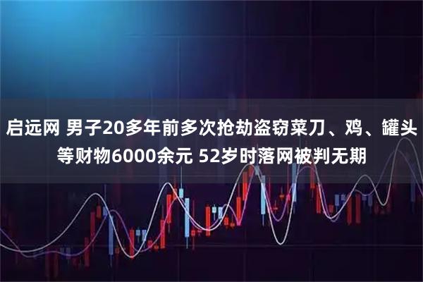 启远网 男子20多年前多次抢劫盗窃菜刀、鸡、罐头等财物6000余元 52岁时落网被判无期